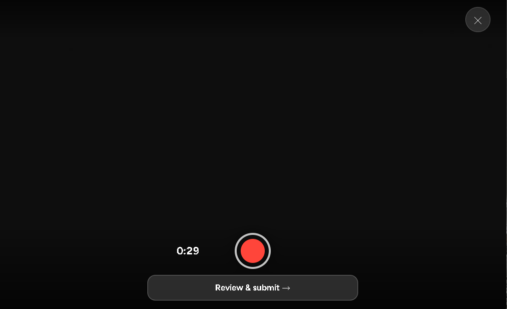 Recording in progress with review and submit option
