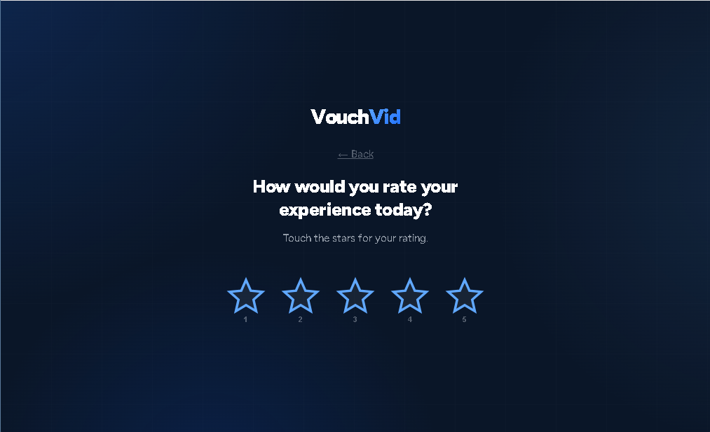 Five-star experience rating screen